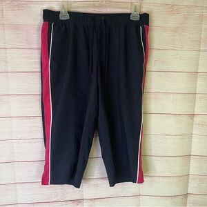 SJB Active‎ Navy Blue Pink White Drawstring Pocket Capris Size PM
